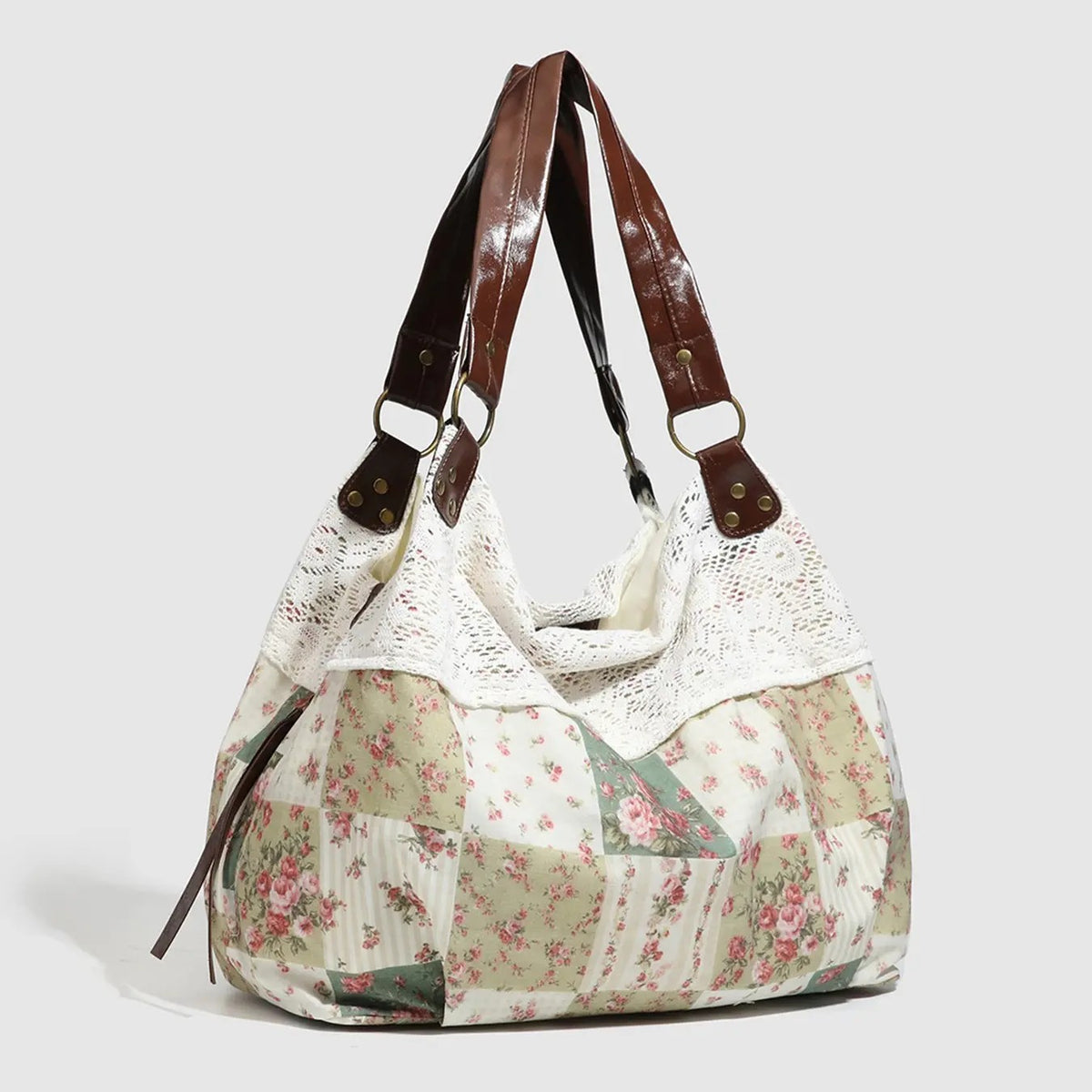Romantic Floral Patchwork Tote Bag