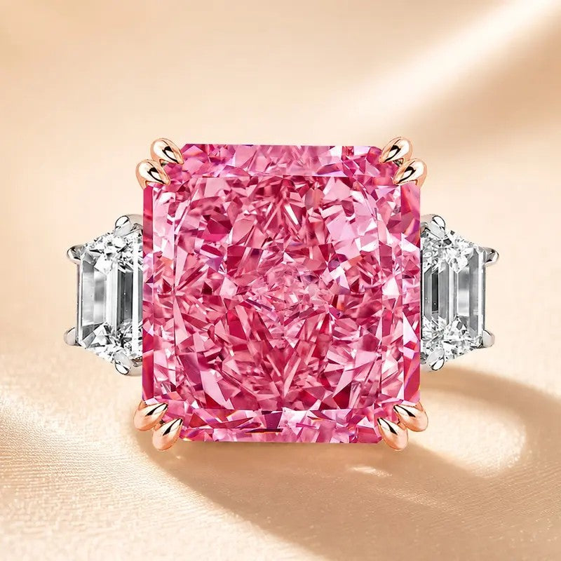 Elegant Radiant Cut Three Stone Ring