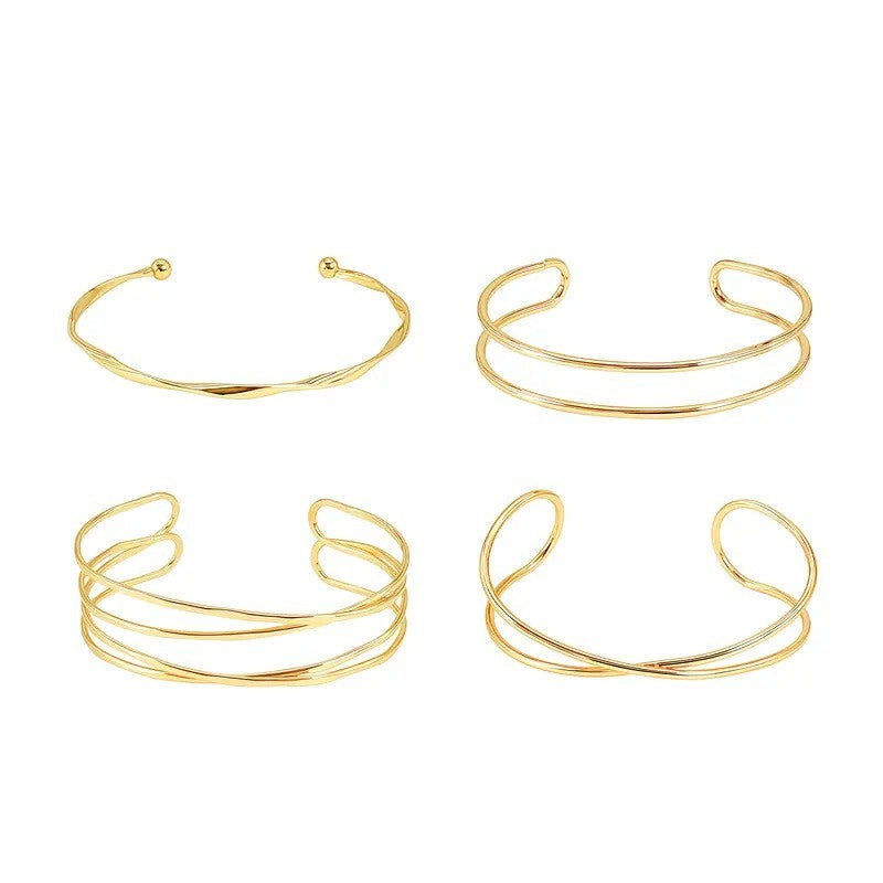 Classy Geometric Spiral Open Cuff Bracelet