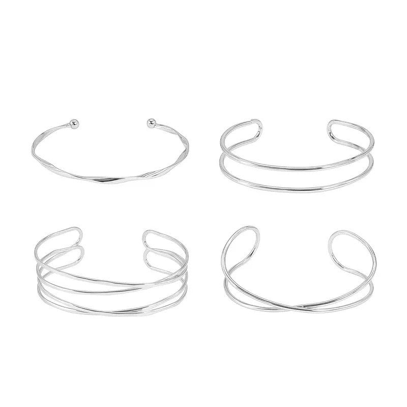 Classy Geometric Spiral Open Cuff Bracelet
