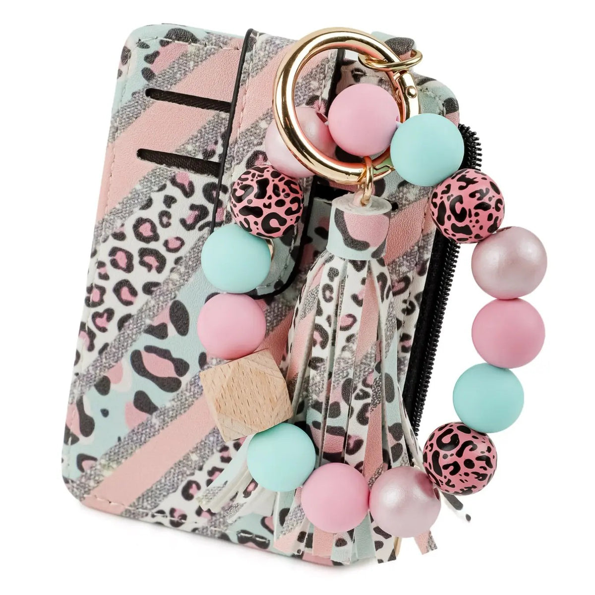 Boho Leopard Print Beaded Card Holder