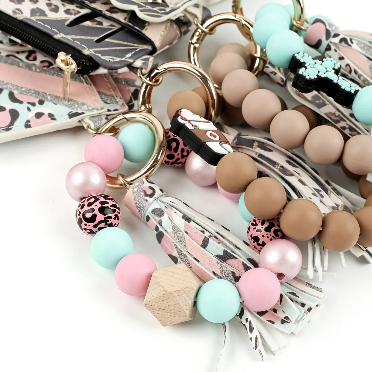Boho Leopard Print Beaded Card Holder