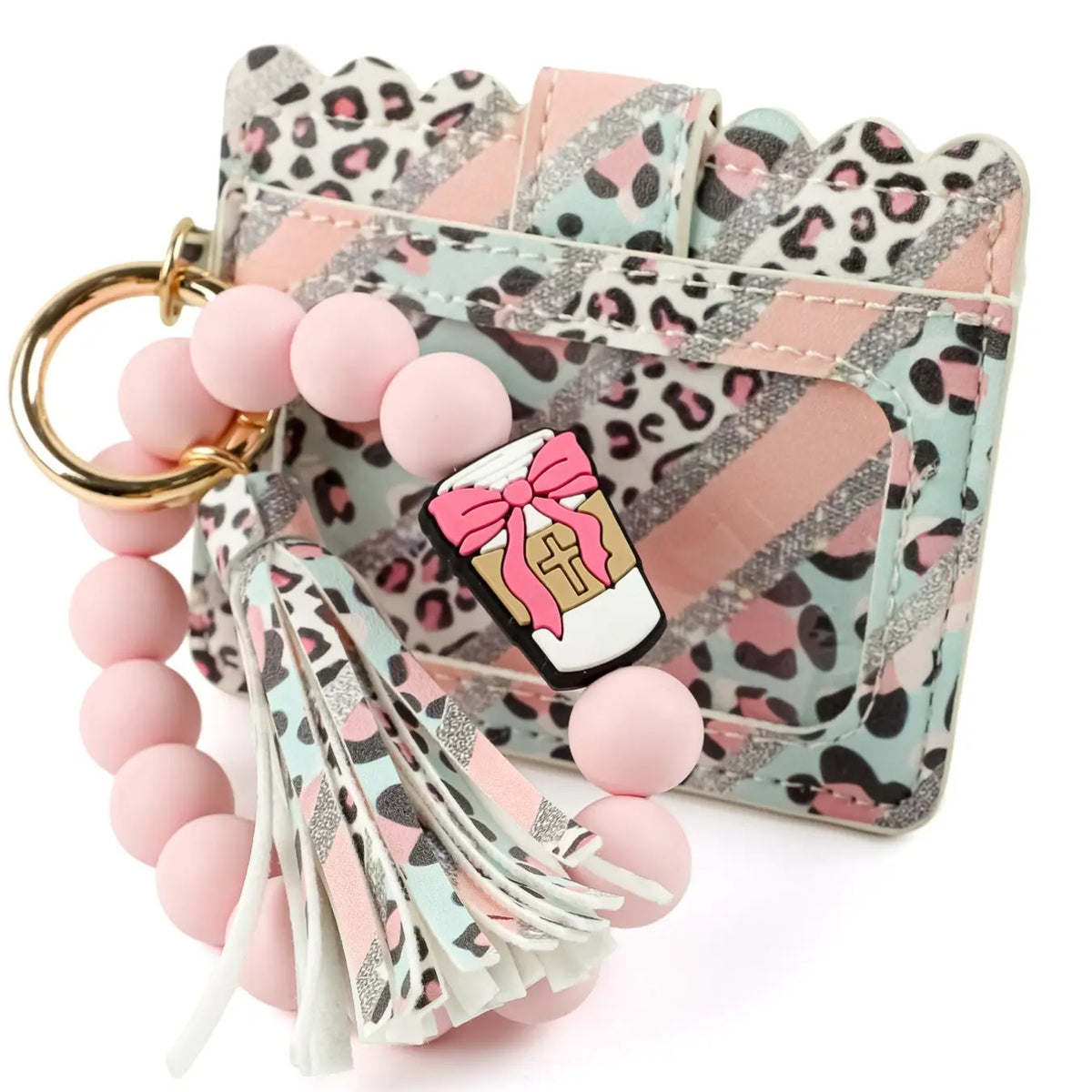 Boho Leopard Print Beaded Card Holder