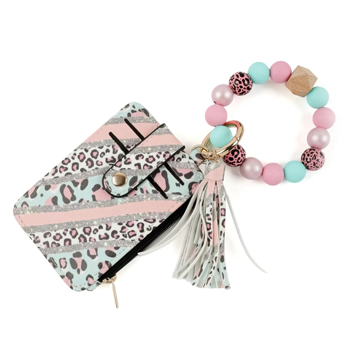 Boho Leopard Print Beaded Card Holder