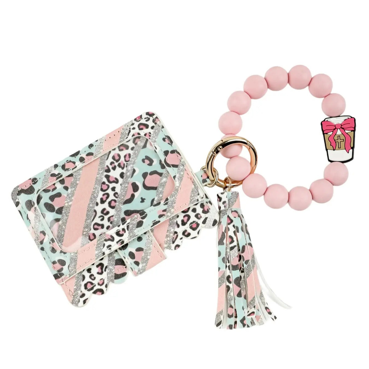 Boho Leopard Print Beaded Card Holder