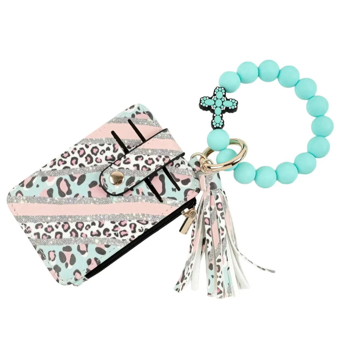 Boho Leopard Print Beaded Card Holder