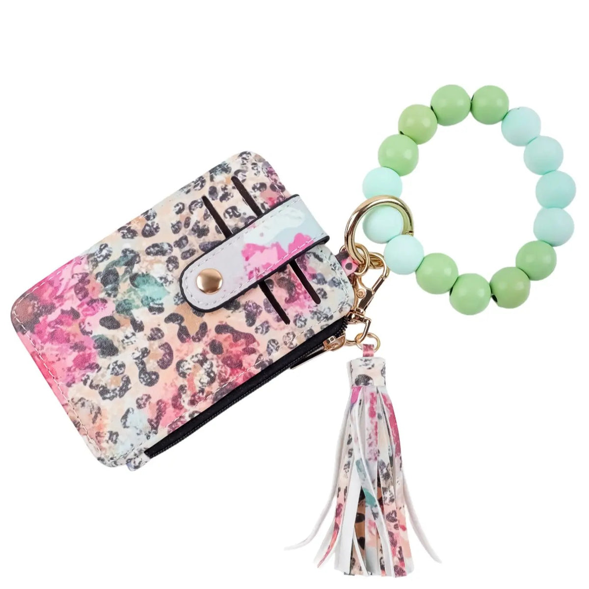 Boho Leopard Print Beaded Card Holder