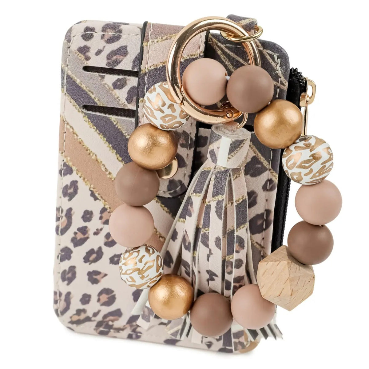Boho Leopard Print Beaded Card Holder