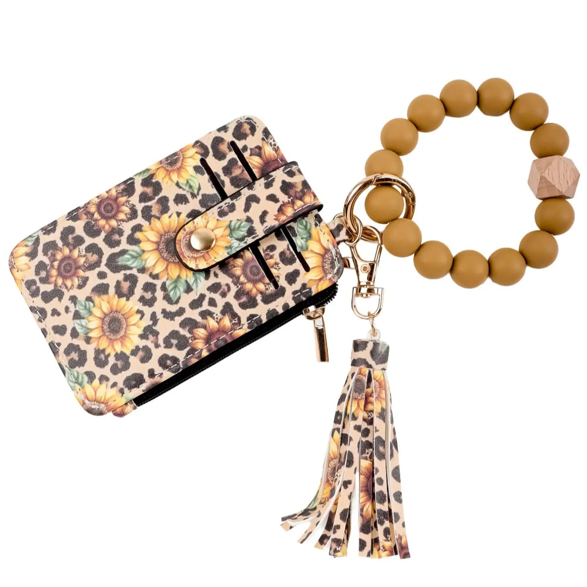 Boho Leopard Print Beaded Card Holder