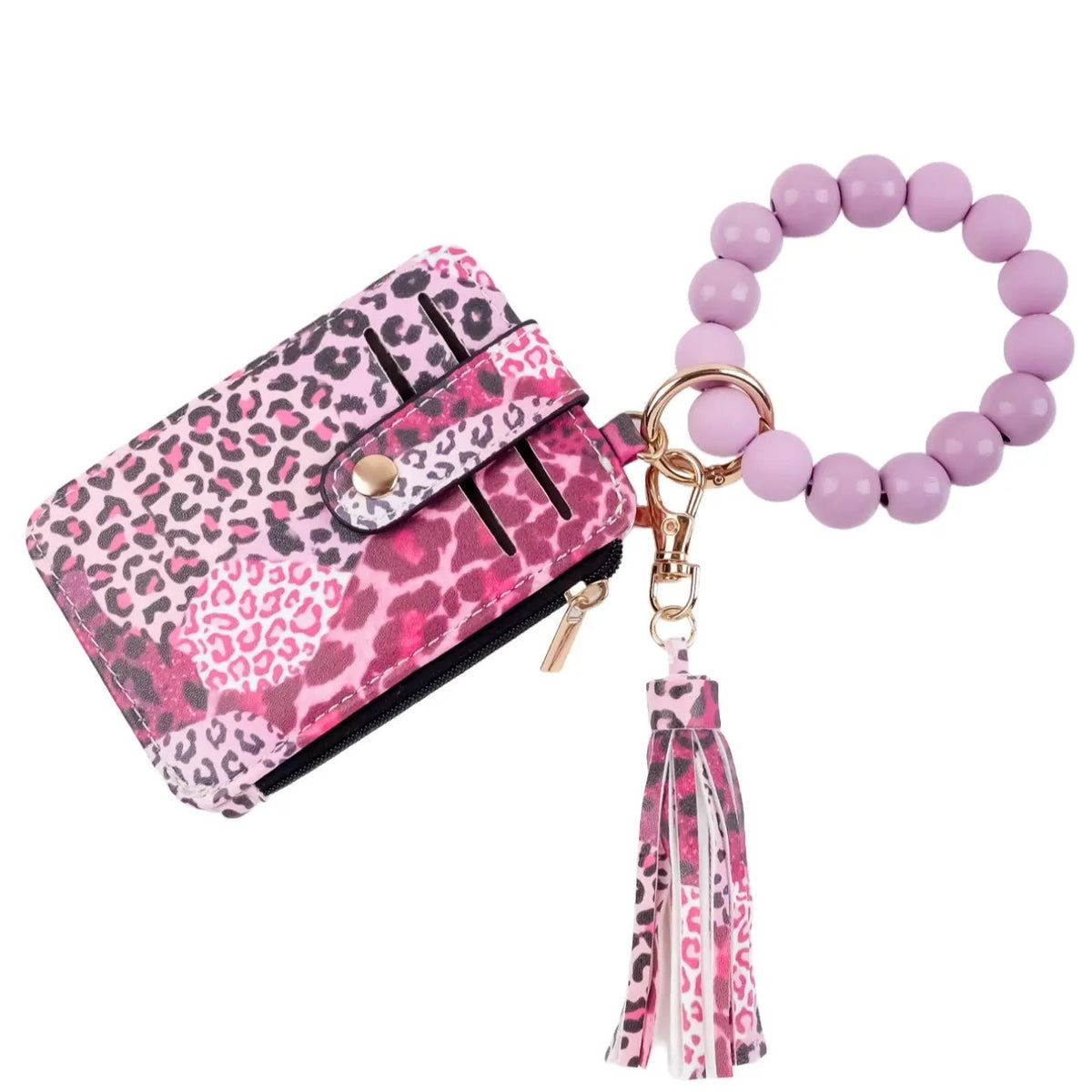 Boho Leopard Print Beaded Card Holder