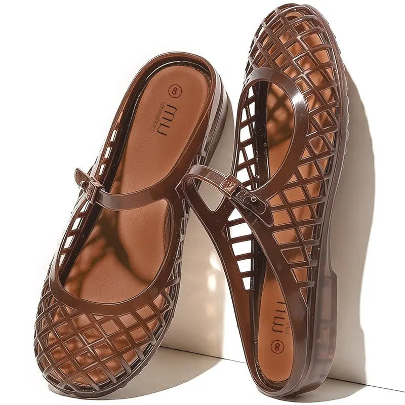 Adjustable Woven Jelly Fisherman Sandals