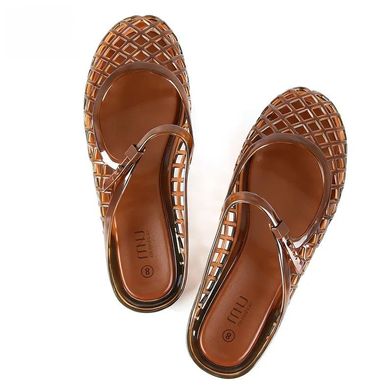 Adjustable Woven Jelly Fisherman Sandals