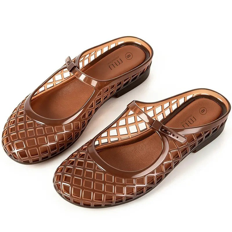 Adjustable Woven Jelly Fisherman Sandals