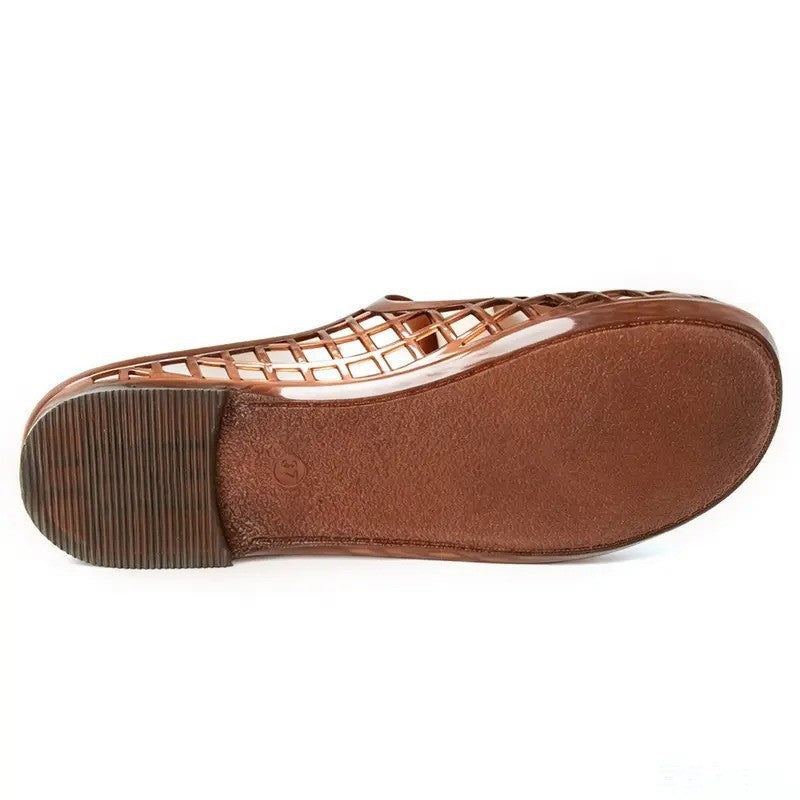 Adjustable Woven Jelly Fisherman Sandals