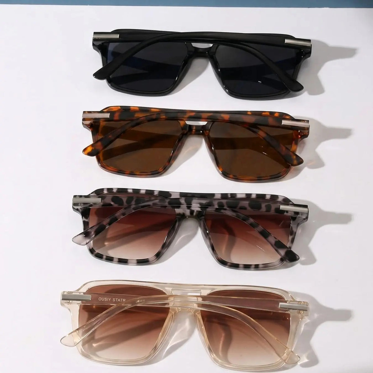 4pc Retro Square Sunglasses Set