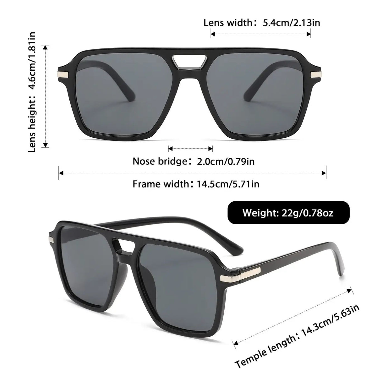 4pc Retro Square Sunglasses Set
