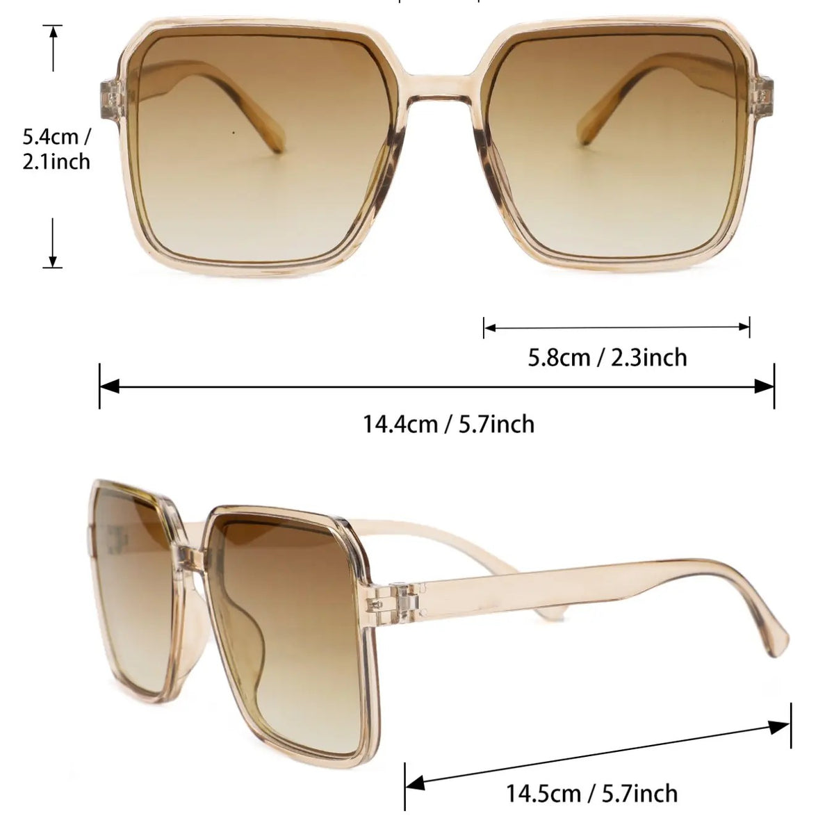 6pc Classy Oversized Square Sunglasses Set