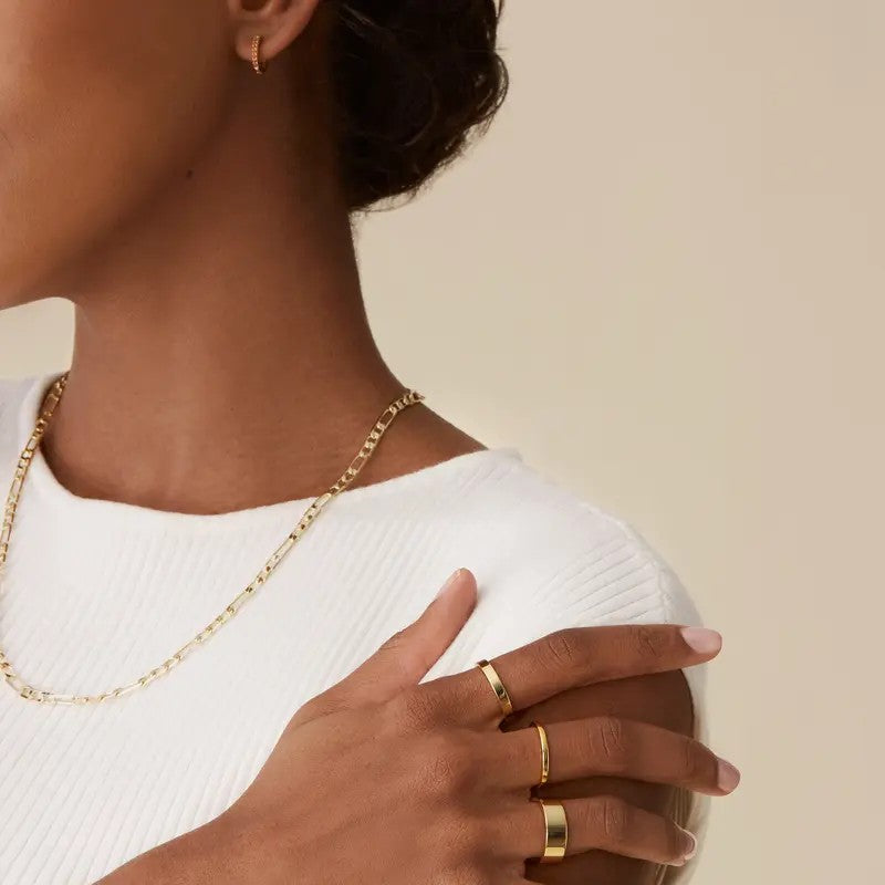 14k Classy Wide Stackable Ring Set