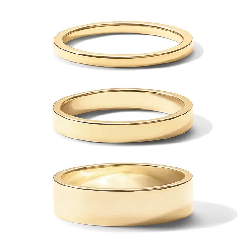 14k Classy Wide Stackable Ring Set