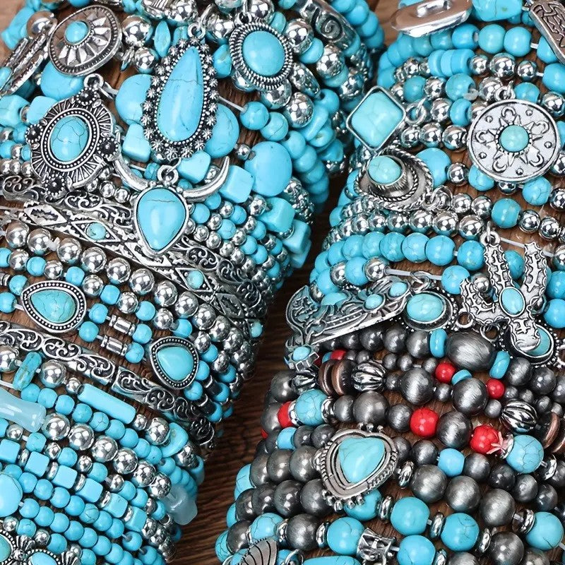 Vintage Western Turquoise Charm Bracelet Stack
