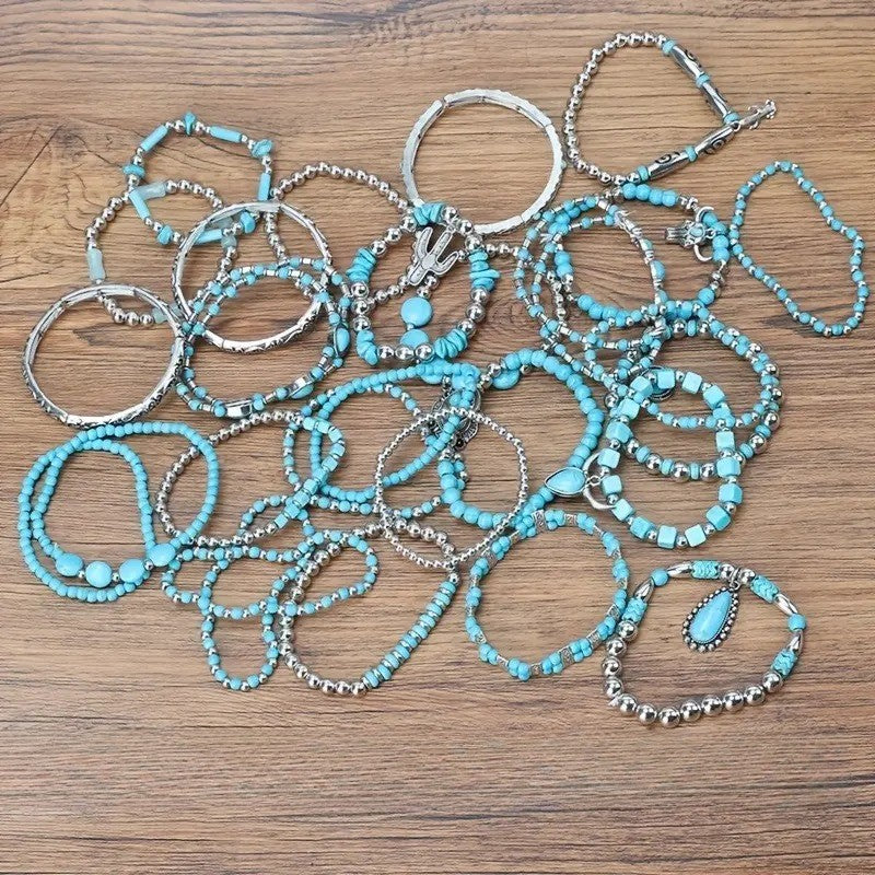 Vintage Western Turquoise Charm Bracelet Stack