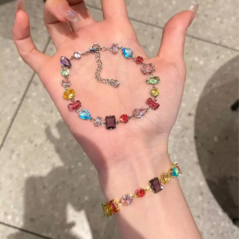 Classy Mixed Cut Rainbow CZ Bracelet