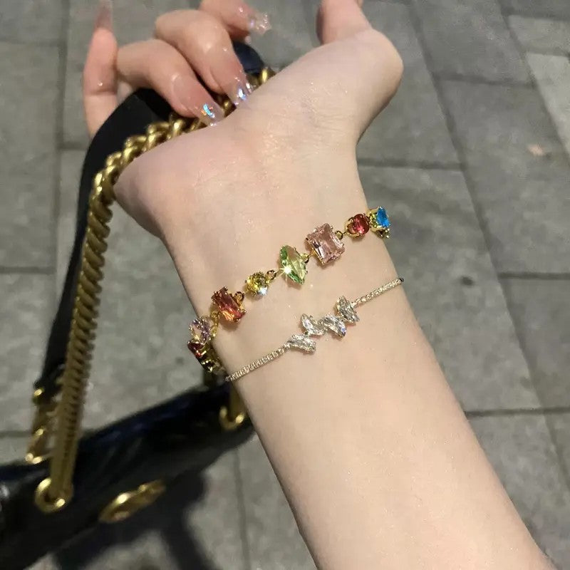 Classy Mixed Cut Rainbow CZ Bracelet