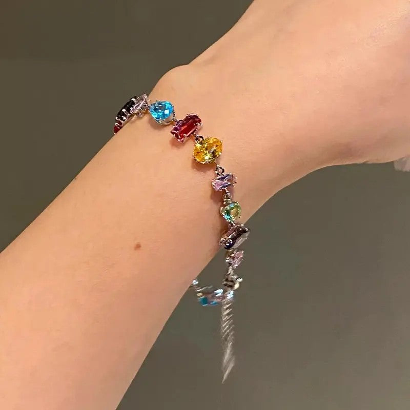 Classy Mixed Cut Rainbow CZ Bracelet