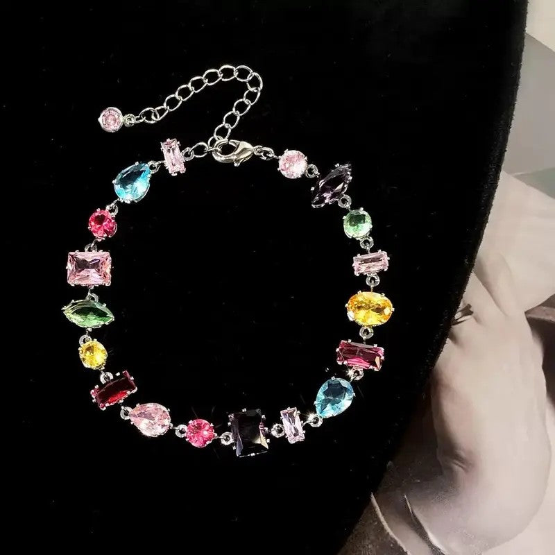 Classy Mixed Cut Rainbow CZ Bracelet