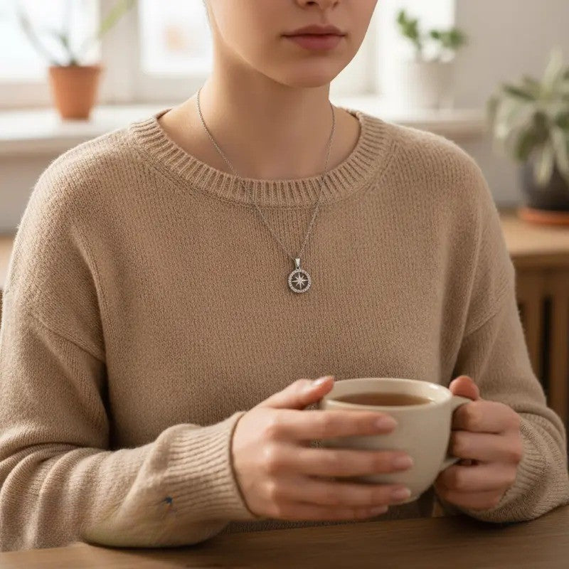 Dainty Compass Star Pendant Necklace