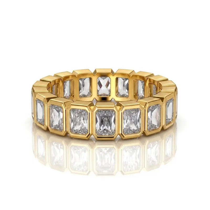 Classy Geometric Pave Ring