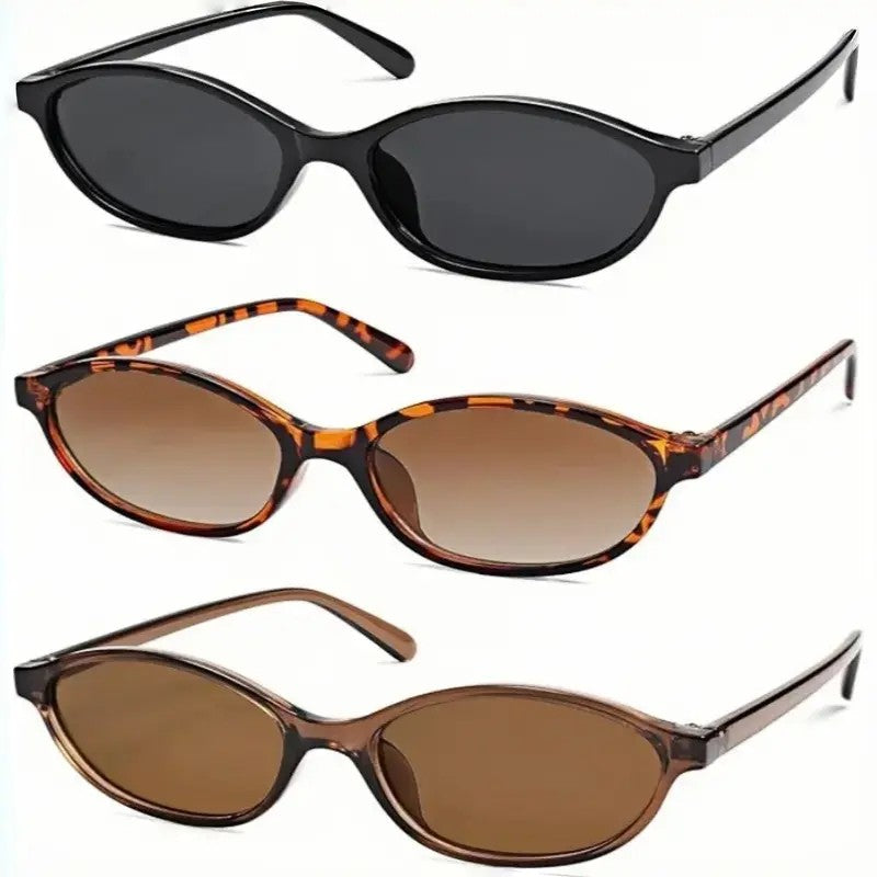 3pc Classy Retro Oval Sunglasses Set