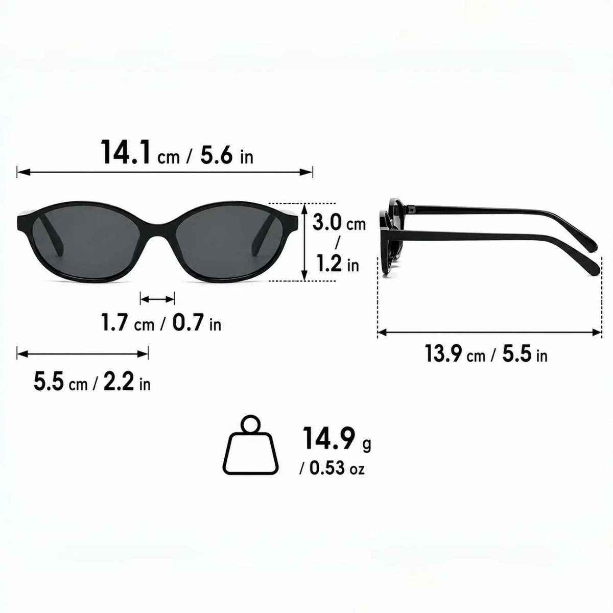 3pc Classy Retro Oval Sunglasses Set