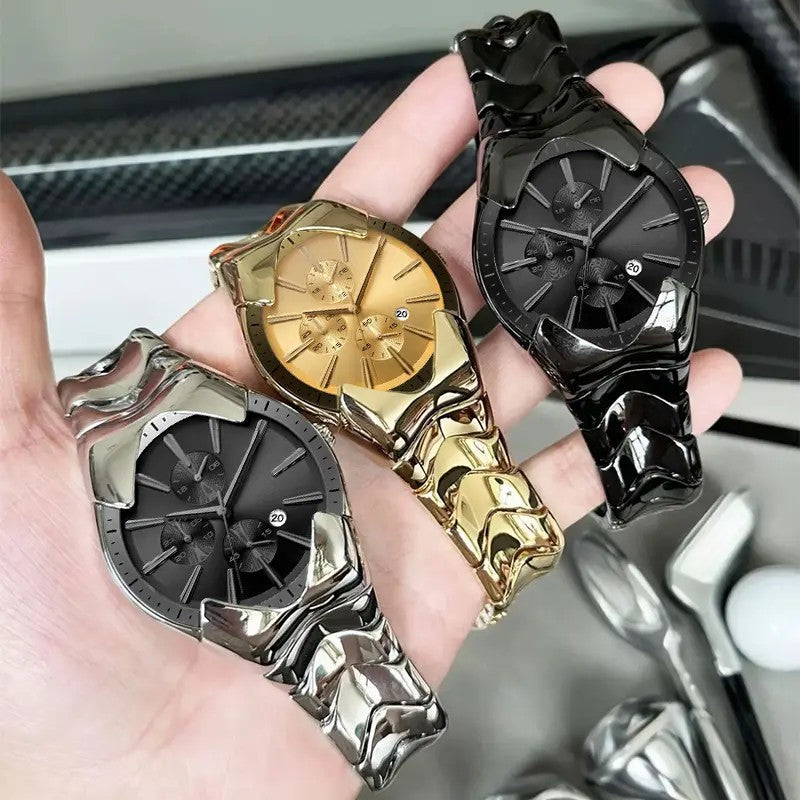 Classy Wavy Gold Tone Watch