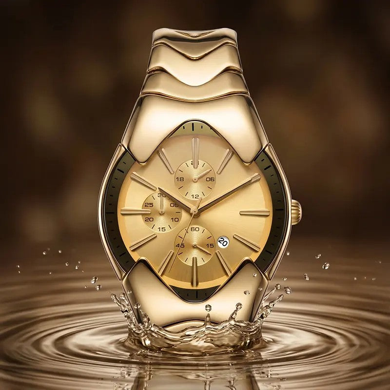 Classy Wavy Gold Tone Watch