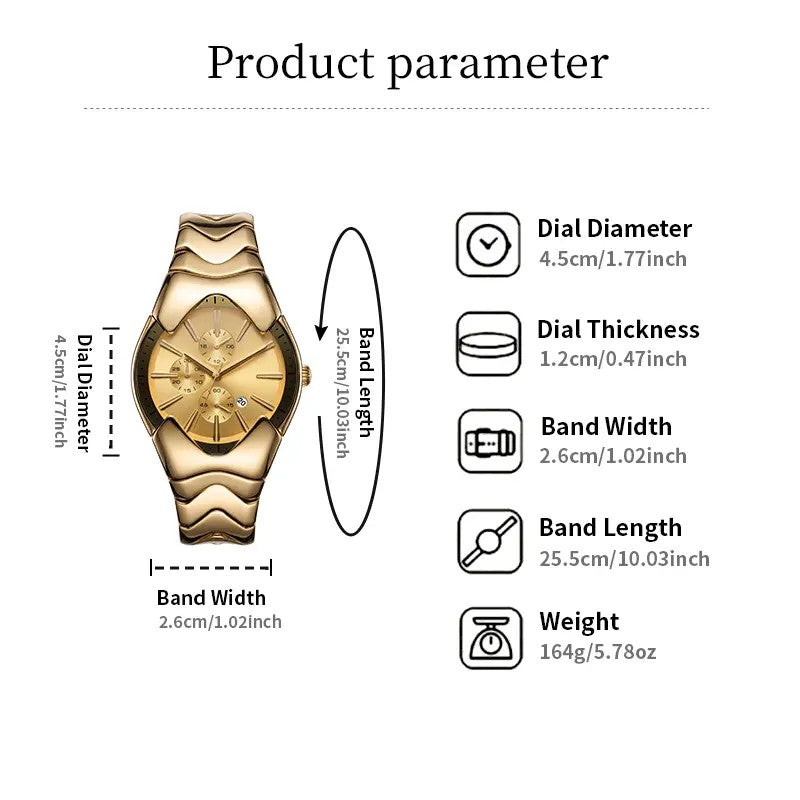 Classy Wavy Gold Tone Watch