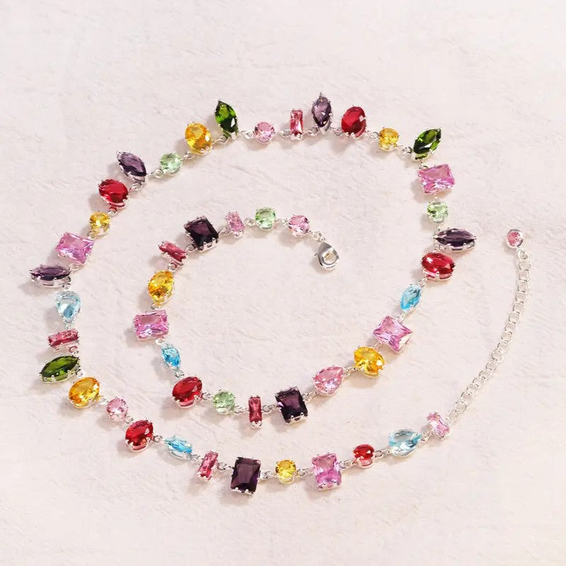 Boho Rainbow Gemstone Layered Necklace