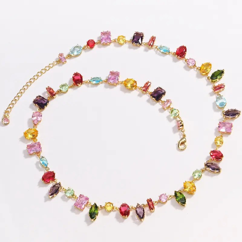 Boho Rainbow Gemstone Layered Necklace