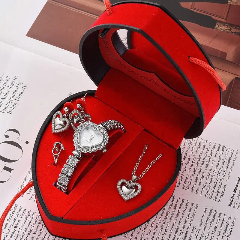 Romantic Heart Watch, Necklace & Earring Set
