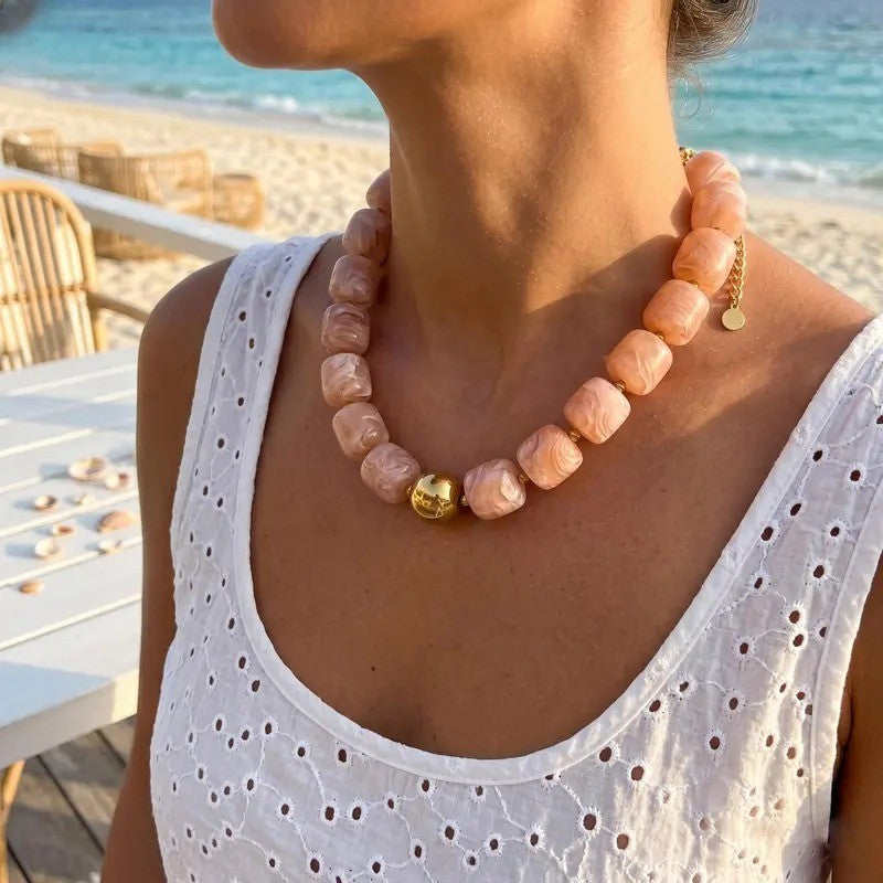 Boho Green Bead Choker Necklace