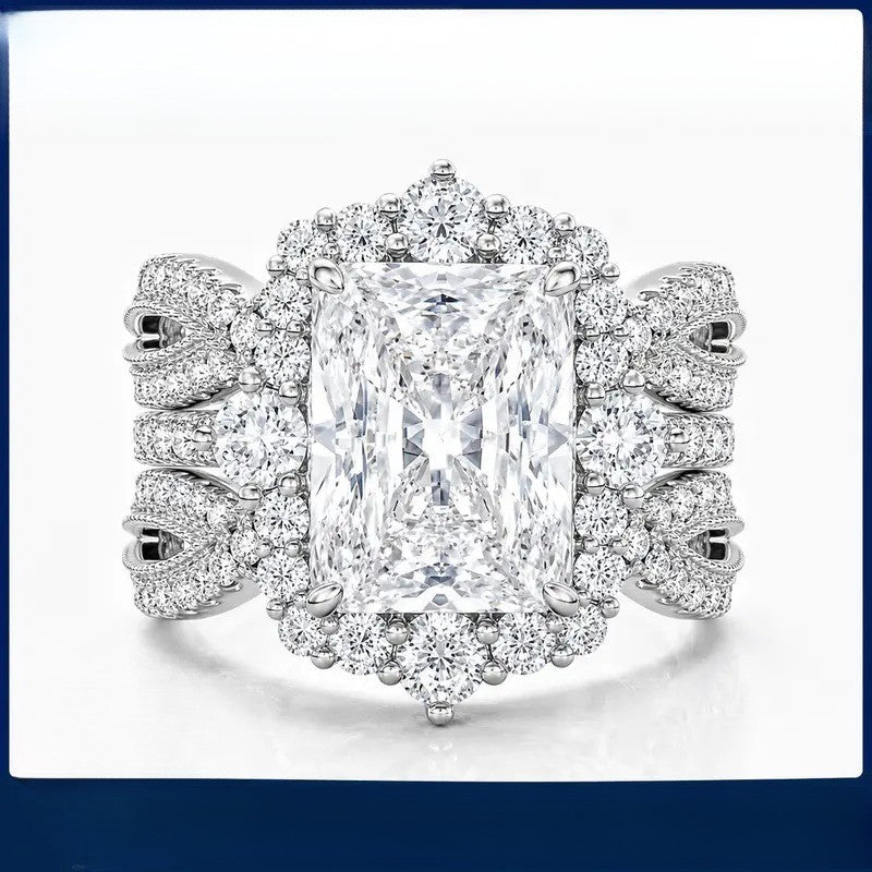 Elegant Radiant Cut Halo Ring