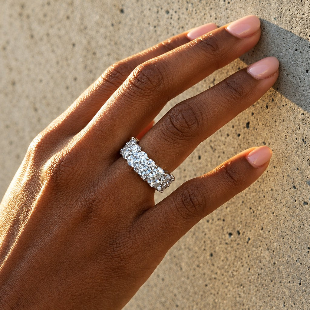 S925 Classy Round Zircon Eternity Band Ring