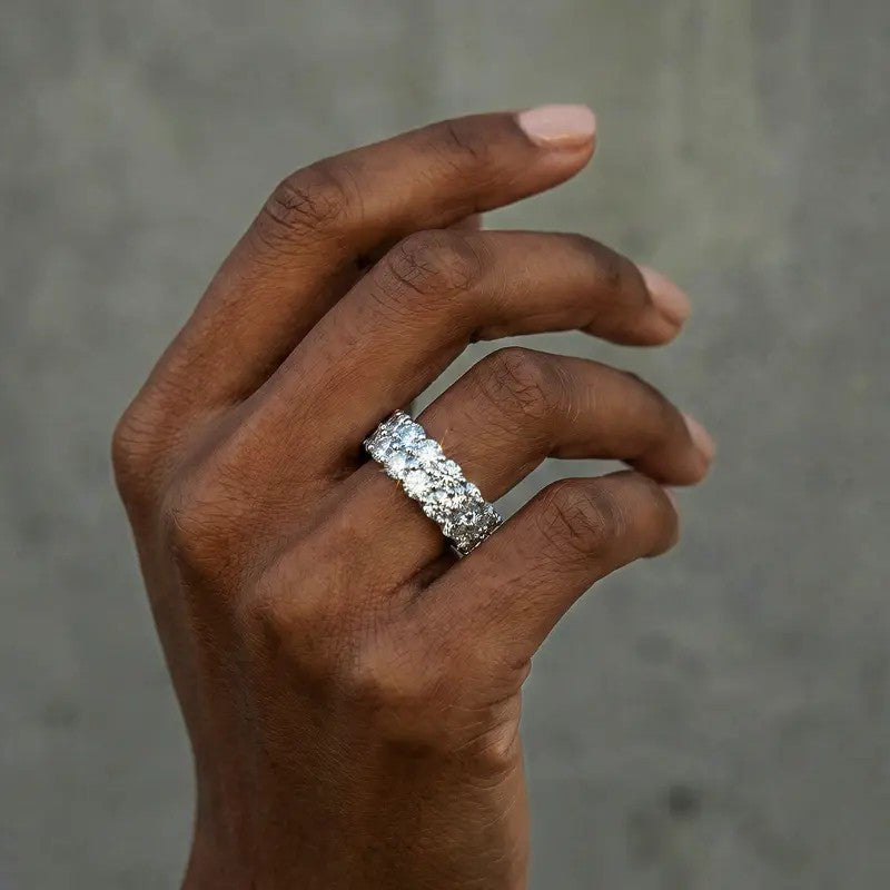 S925 Classy Round Zircon Eternity Band Ring