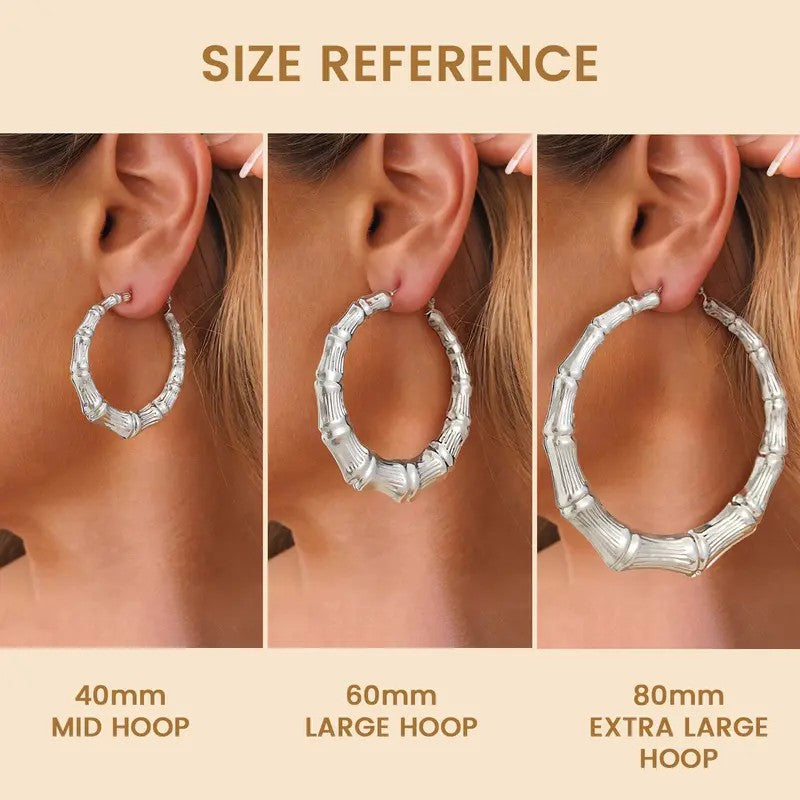14k Boho Bamboo Segment Hoop Earrings