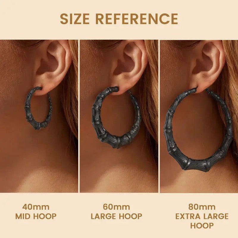 14k Boho Bamboo Segment Hoop Earrings