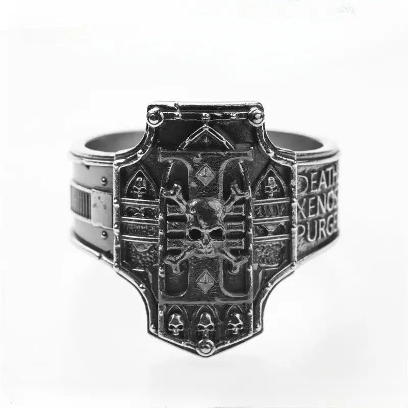 Gothic Skull Shield Signet Ring