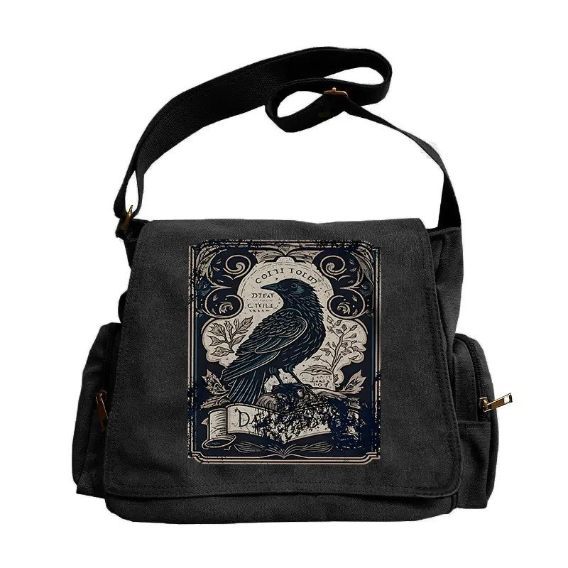 Vintage Raven Canvas Messenger Bag
