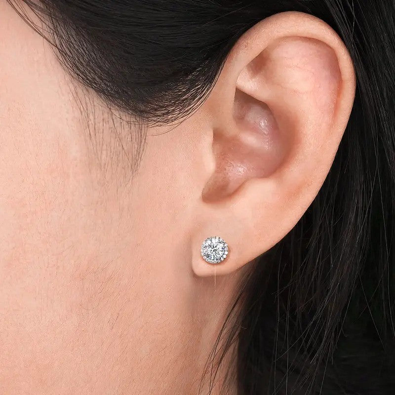 Classy CZ Halo Stud Earrings