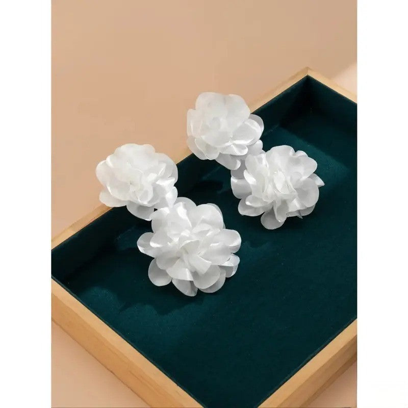 Romantic White Layered Flower Earrings