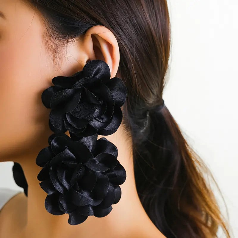 Romantic White Layered Flower Earrings